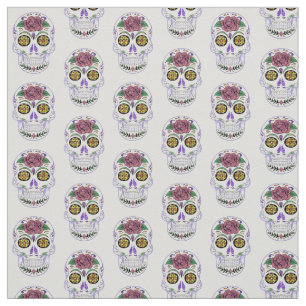 Faux Glitter Colorful Sugar Skulls Stof
