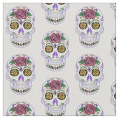 Faux Glitter Colorful Sugar Skulls Stof (Close Up)