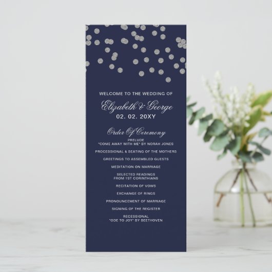 FAUX Glitter confetti marine en zilver Programma's (Staand voorkant)