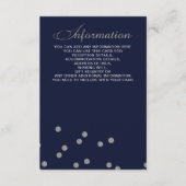 FAUX Glitter confetti navy and Silver bruiloft Informatiekaartje (Voorkant)