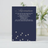 FAUX Glitter confetti navy and Silver bruiloft Informatiekaartje (Staand voorkant)