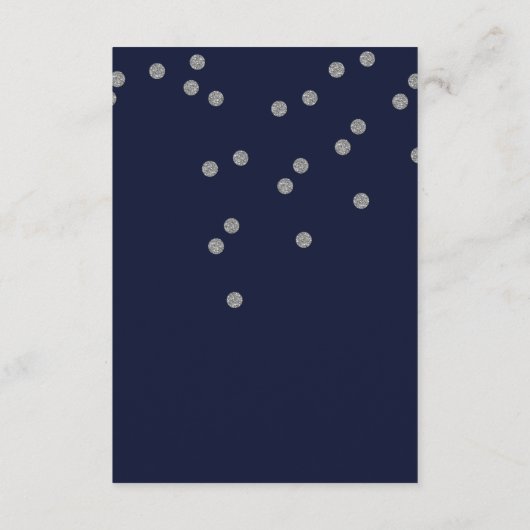 FAUX Glitter confetti navy and Silver bruiloft Informatiekaartje (Achterkant)