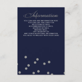 FAUX Glitter confetti navy and Silver bruiloft Informatiekaartje