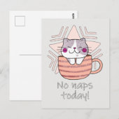 Faux Glitter, Cute Cat in Coffee Mok Briefkaart (Voorkant / Achterkant)