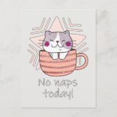 Faux Glitter, Cute Cat in Coffee Mok Briefkaart (Voorkant)