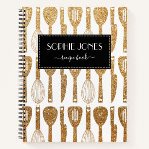 Faux Glitter Cute Kitchen Utiles Pattern Recipe Notitieboek
