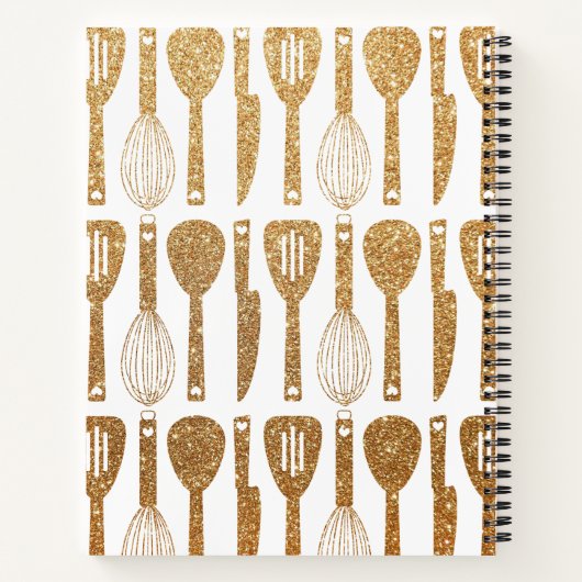Faux Glitter Cute Kitchen Utiles Pattern Recipe Notitieboek (Achterkant)