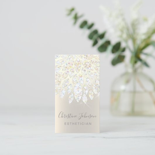 Faux Glitter Dahlia Jewel Design Visitekaartje (Staand voorkant)