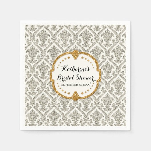 Faux Glitter Damask Vrijgezellenfeest Party Decor Servetten (Voorkant)