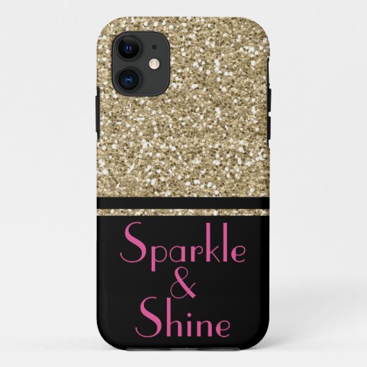 Faux Glitter Deco Sparkle & Shine goud roze zwart Case-Mate iPhone Case (Achterkant)