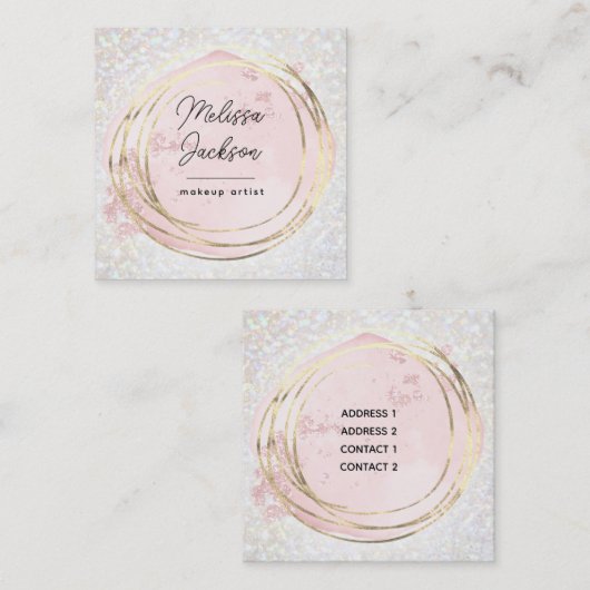 FAUX glitter decor Square Visitekaartje (Voorkant / Achterkant)