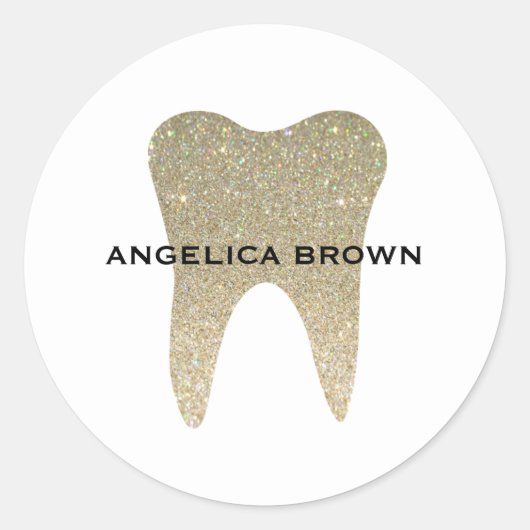 Faux Glitter Dental Ronde Sticker (Voorkant)
