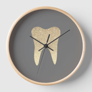 Faux Glitter Dental Wood Omhuld Grote Klok