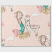 Faux Glitter Desert Steampunk Llama Cadeaupapier (Vlak)