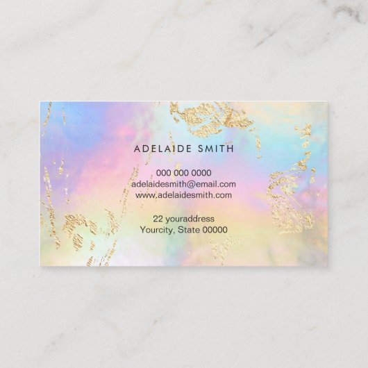 FAUX glitter details op FAUX iriserende kleuren Visitekaartje (Achterkant)