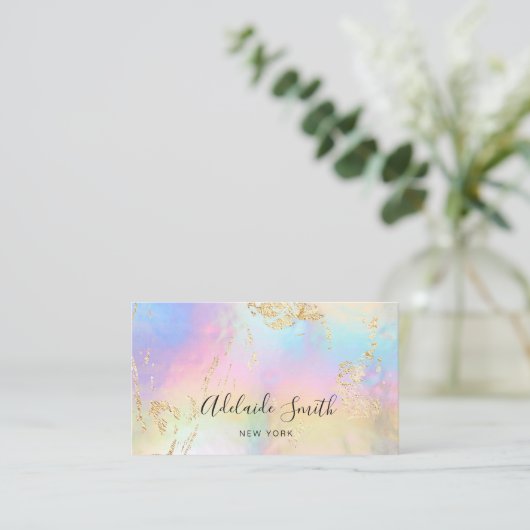 FAUX glitter details op FAUX iriserende kleuren Visitekaartje (Staand voorkant)