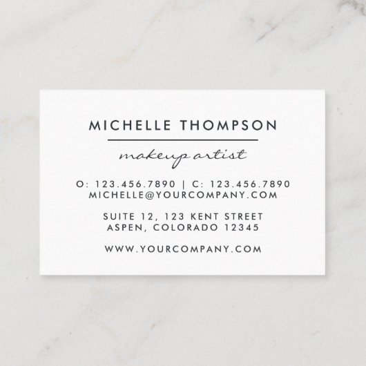 Faux Glitter Diamond Visitekaartje (Achterkant)