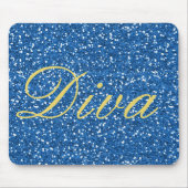 Faux Glitter Diva Design in Blue Muismat (Voorkant)