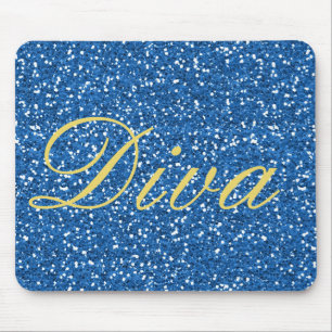 Faux Glitter Diva Design in Blue Muismat