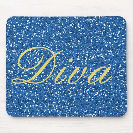 Faux Glitter Diva Design in Blue Muismat (Voorkant)