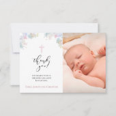 Faux glitter doop dank je baby meisje kaart (Voorkant)