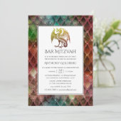 Faux Glitter Draak thema Bar Mitzvah Kaart (Staand voorkant)