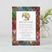 Faux Glitter Dragon, Bar Mitzvah Kaart (Staand voorkant)