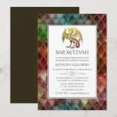 Faux Glitter Dragon, Bar Mitzvah Kaart (Voorkant / Achterkant)