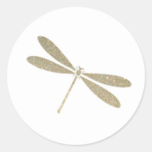 Faux Glitter Dragonfly Ronde Sticker