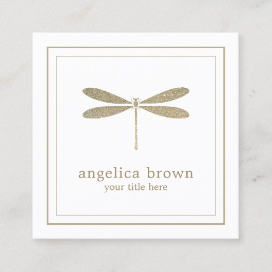 Faux Glitter Dragonfly Visitekaartje (Voorkant)