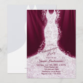Faux Glitter Dress Burgundy Party Invite Kaart (Voorkant / Achterkant)