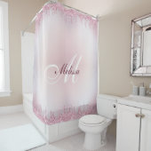 faux glitter drip trendy monogram douchegordijn (In situ)