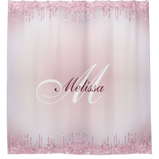 faux glitter drip trendy monogram douchegordijn (Voorkant)