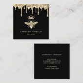Faux glitter druppels koningin bij logo vierkante visitekaartje (Voorkant / Achterkant)