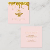 Faux glitter druppelt Queen Bee Square visitekaart Vierkante Visitekaartje (Voorkant / Achterkant)