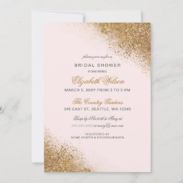 FAUX Glitter Dust Blush & Gold Vrijgezellenfeest Kaart