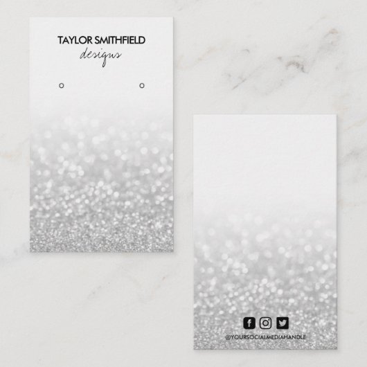 Faux Glitter Earring Display Visitekaartje (Voorkant / Achterkant)