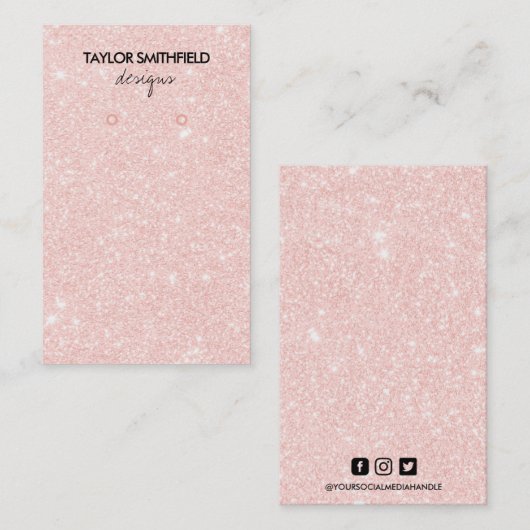 Faux Glitter Earring Display Visitekaartje (Voorkant / Achterkant)