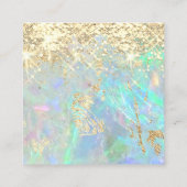 faux glitter edelsteen opaal textuur vierkante visitekaartje (Achterkant)