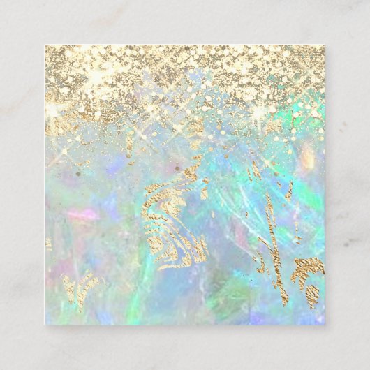 faux glitter edelsteen opaal textuur vierkante visitekaartje (Achterkant)