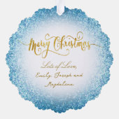 Faux Glitter Effect Nieuwe Baby Boy Ornament Kaart (Achterkant)