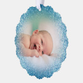 Faux Glitter Effect Nieuwe Baby Boy Ornament Kaart (Links)