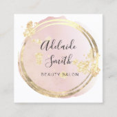 FAUX glitter effect op de roze waterverf cirkel Vierkante Visitekaartje (Voorkant)