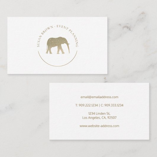 Faux Glitter Elephant Logo Visitekaartje (Voorkant / Achterkant)