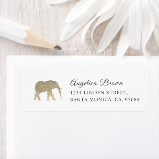 Faux Glitter Elephant Return Address Label (Insitu)