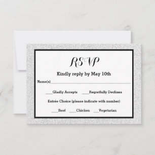 Faux Glitter en Black Lijst - RSVP-reactiekaart RSVP Kaartje