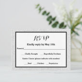Faux Glitter en Black Lijst - RSVP-reactiekaart RSVP Kaartje (Staand voorkant)