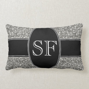 Faux Glitter en Black Monogram Kussen