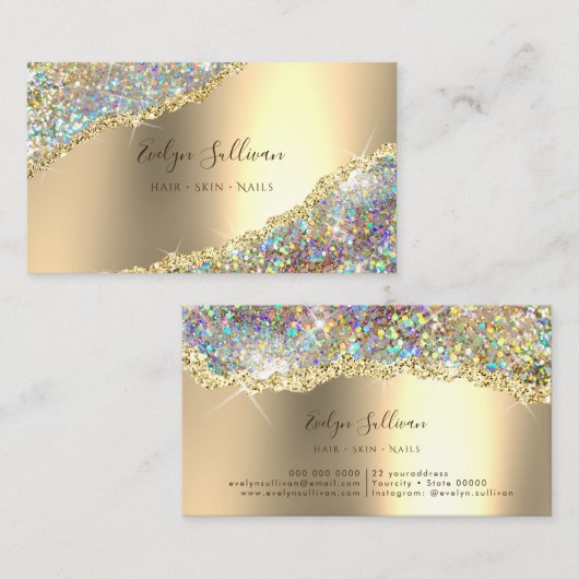 Faux Glitter en Gold Foil Visitekaartje (Voorkant / Achterkant)