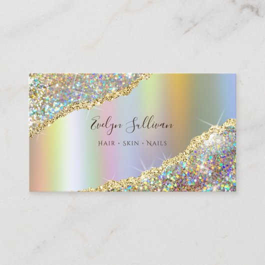 Faux Glitter en Holographic Folie Visitekaartje (Voorkant)